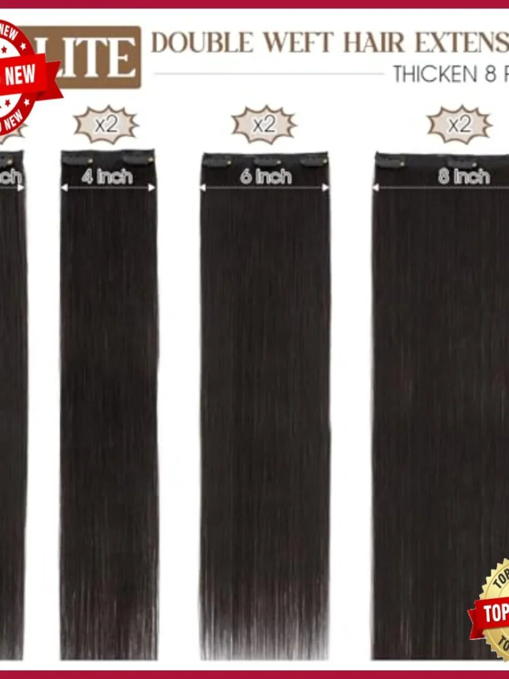 18 Inch Human Hair Extensions, 8 Wefts, Clip-In for Volume & Length